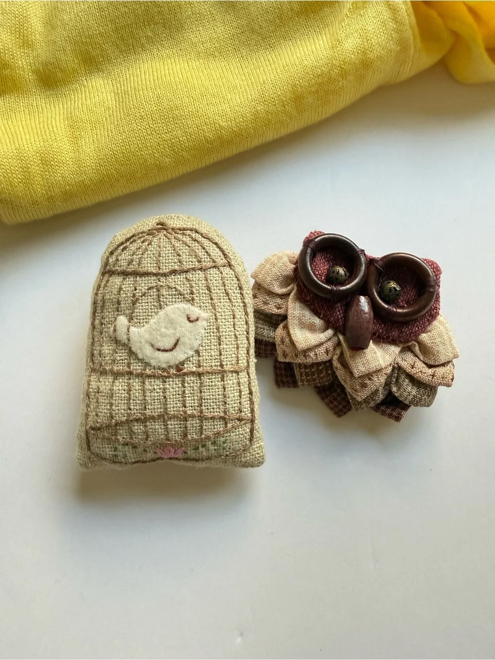 Artisan Handmade Bird Cage & Owl Accessory Set